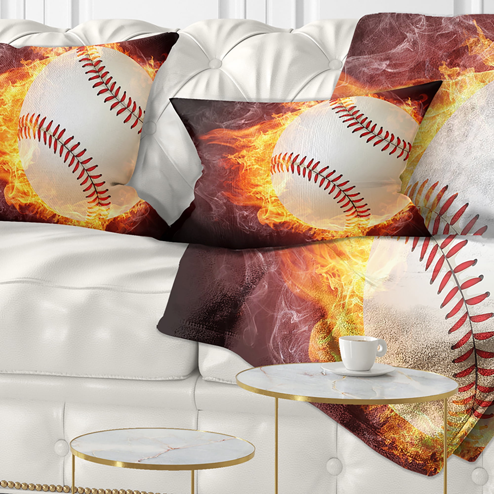 Designart Baseball Ball - Sport Throw Pillow - 12x20