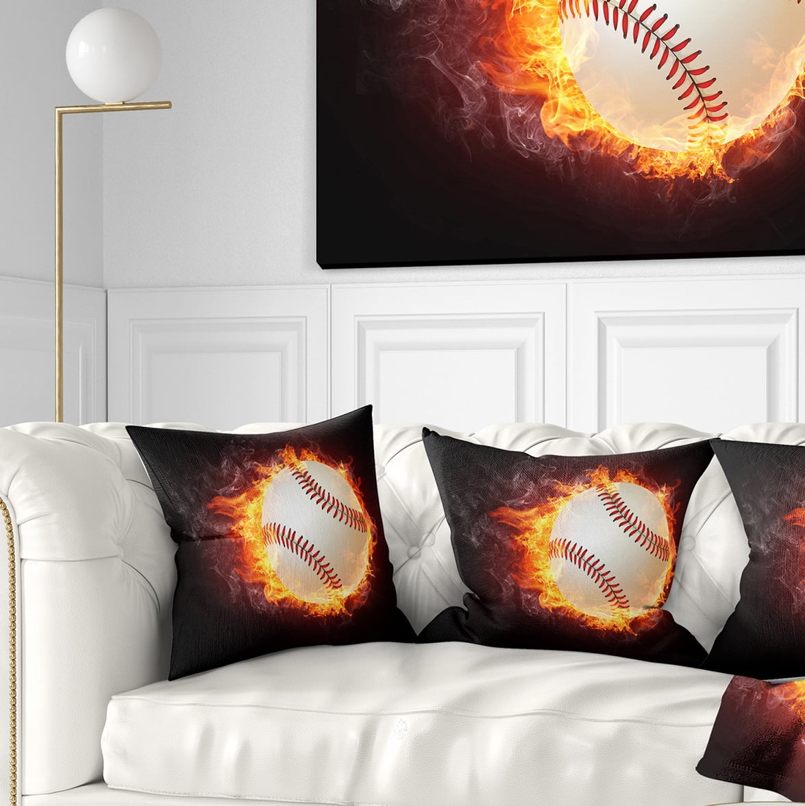 Designart Baseball Ball - Sport Throw Pillow - 16x16