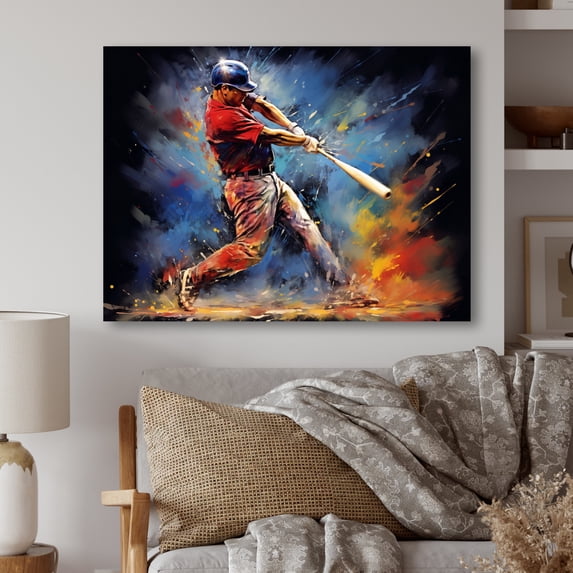 Designart "Baseball Swing Of EFlow I" Sports Metal Art Print