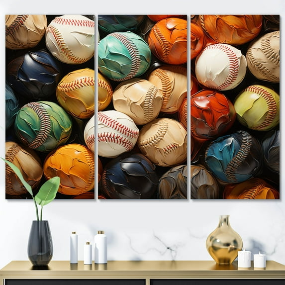 Designart "Baseball composition I" Sports Art Living Room Set