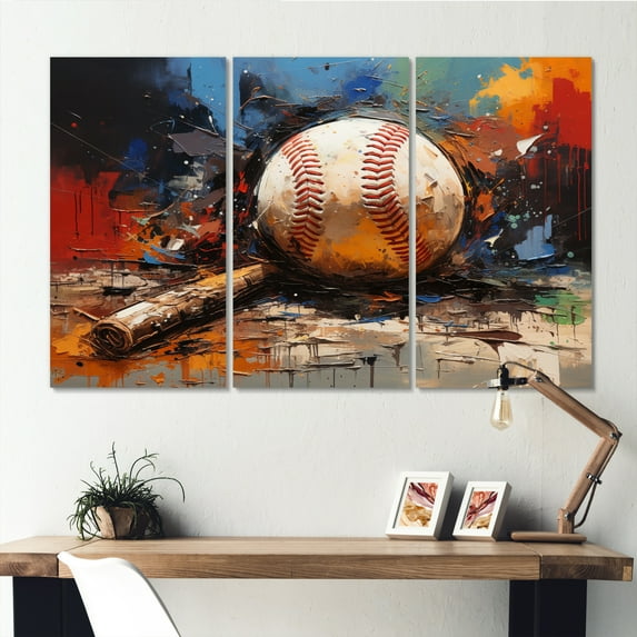 Designart "Baseball composition II" Sports Metal Wall Décor Set
