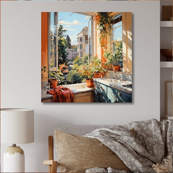 Designart "Bath Laundry City Oasis II" Bath & Laundry Canvas Wall Art