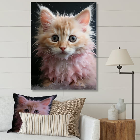 Designart "Bathing Cuddly Kittens In The Bathroom I" Bathroom Canvas Art Print