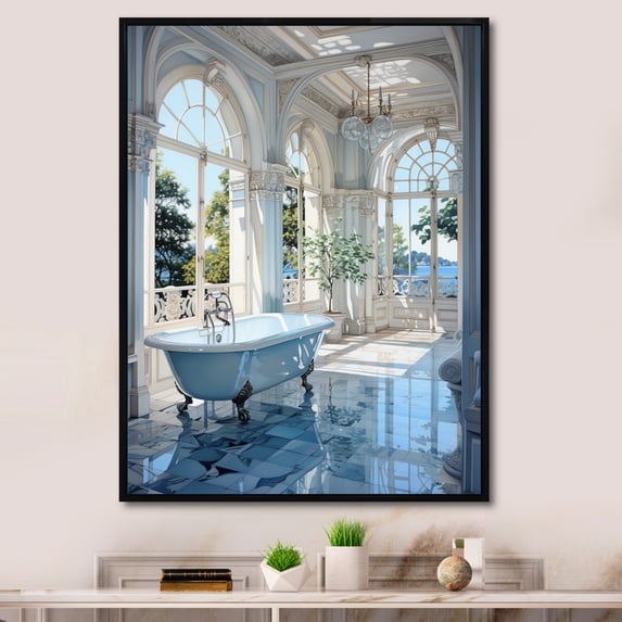 Designart "Bathroom Calm Reflections II" Bathroom Floater Framed Wall Decor