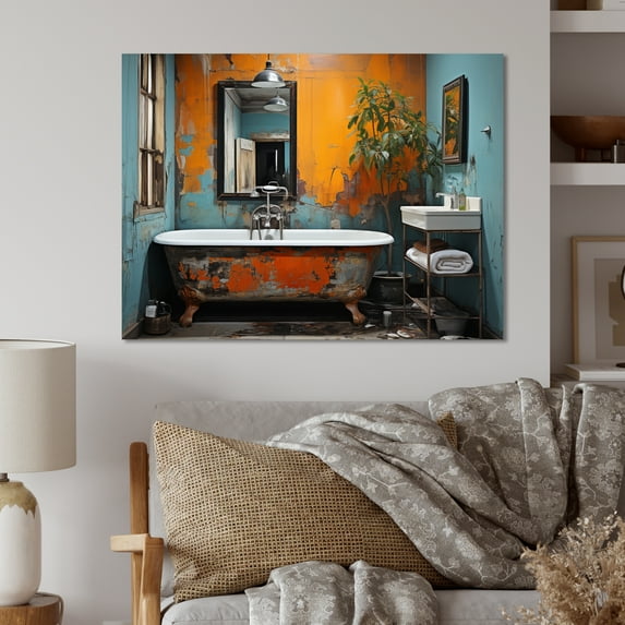 Designart "Bathroom City Oasis II" Bath & Laundry Metal Wall Art