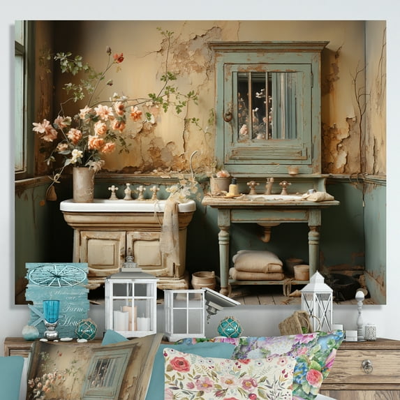 Designart "Bathroom Toilet Vintage beauty II" Bath & Laundry Wall Art Print