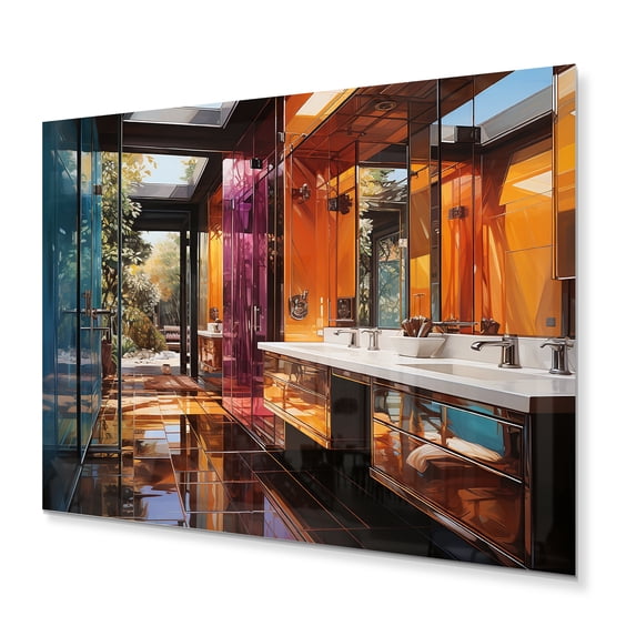 Designart "Bathroom modern Reflections III" Bath & Laundry Metal Wall Art Prints