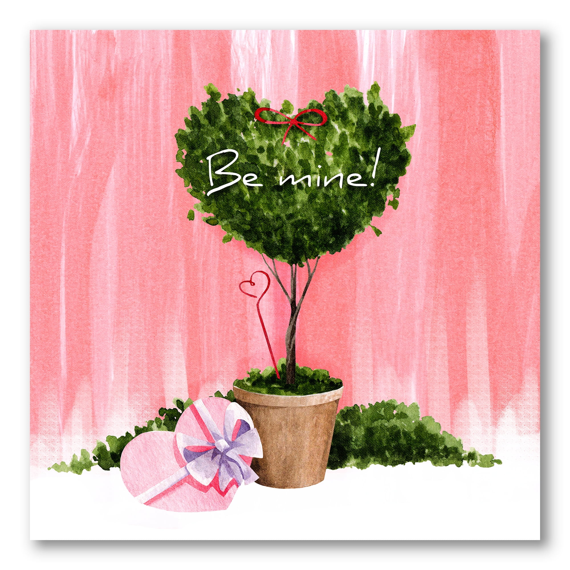 Designart ' Be Mine Heart Shaped Valentine House Plant ' Farmhouse Canvas Wall Art Print