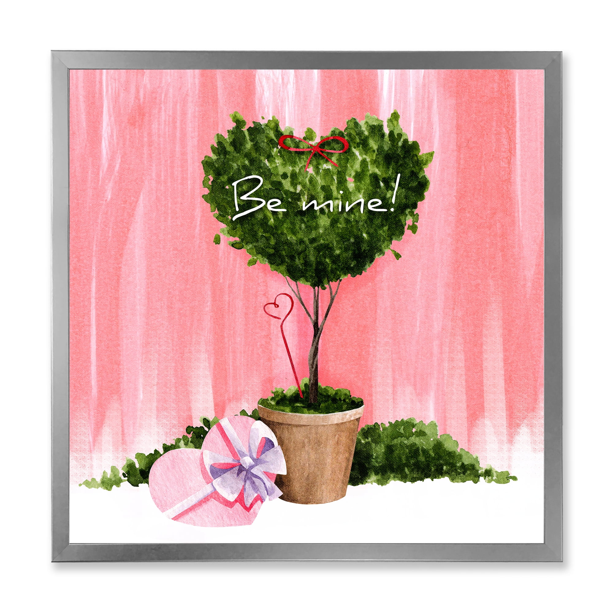 Designart 'Be Mine Heart Shaped Valentine House Plant' Farmhouse Framed Art Print