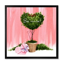 Designart 'Be Mine Heart Shaped Valentine House Plant' Farmhouse Framed Art Print