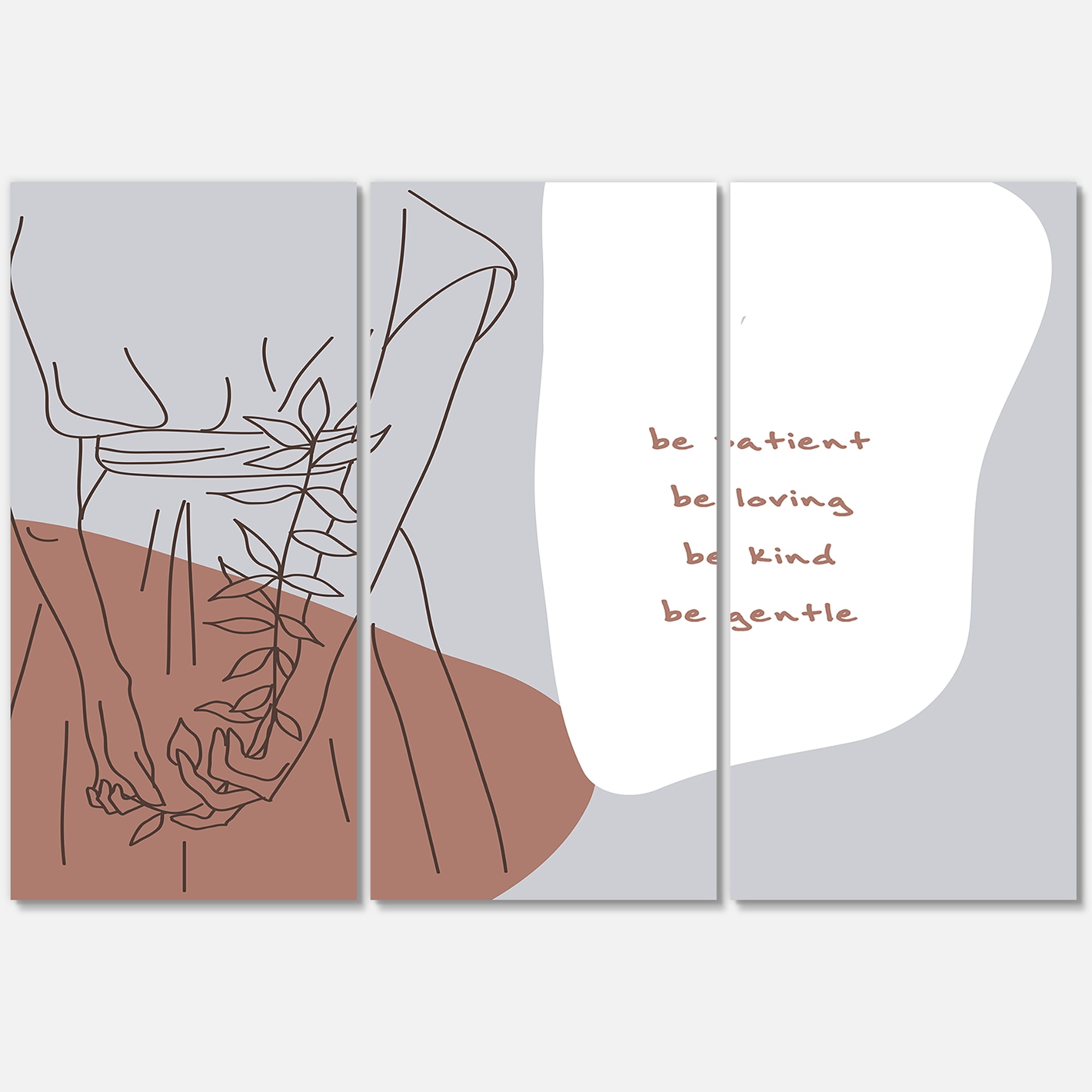 Designart ' Be Patient Be Kind Be Loving Be Patient One Line Leave ' Modern Canvas Wall Art Print