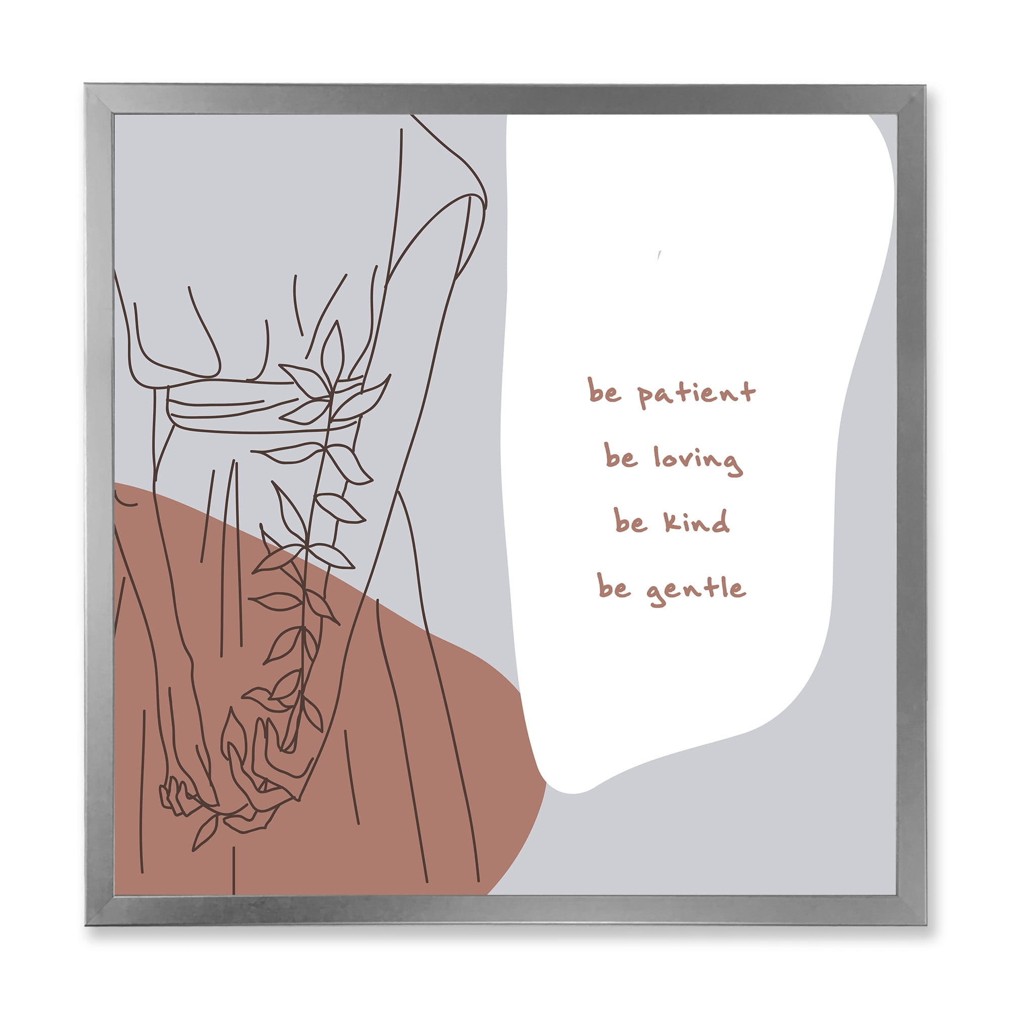 Designart 'Be Patient Be Kind Be Loving Be Patient One Line Leave' Modern Framed Art Print