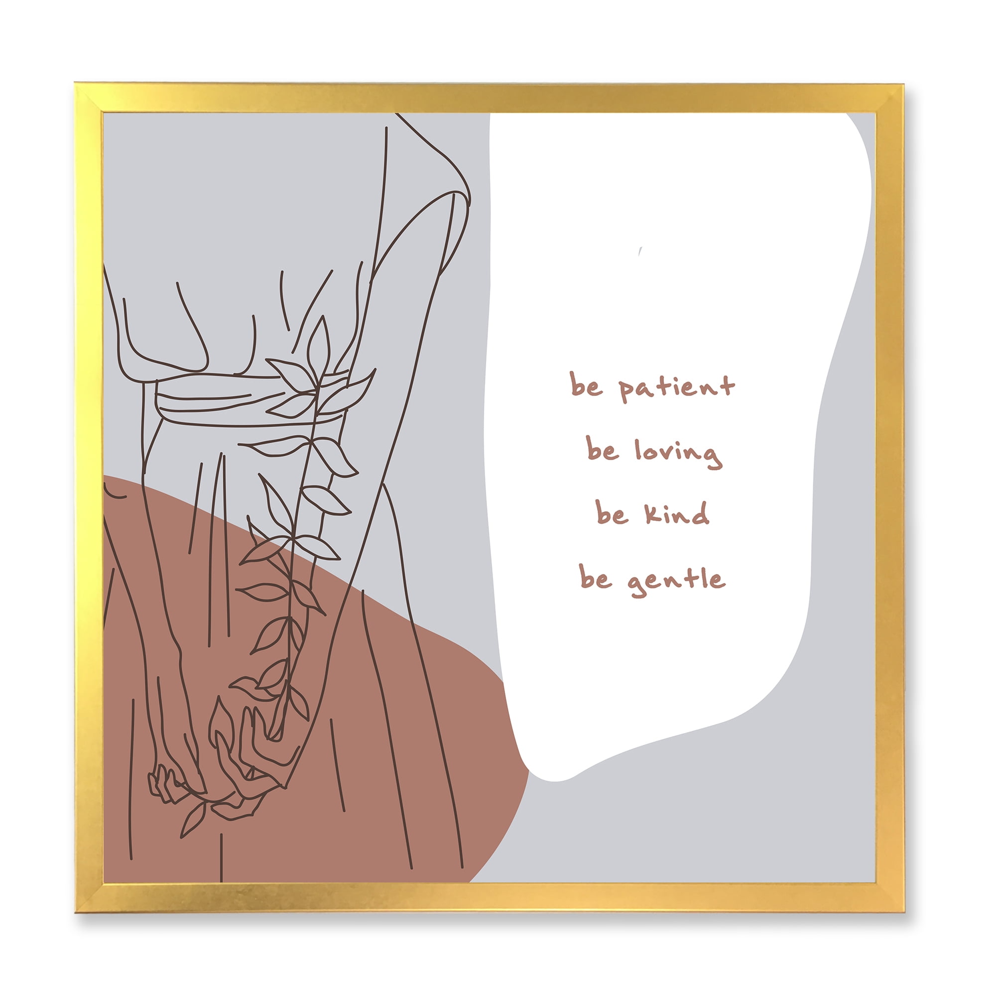 Designart 'Be Patient Be Kind Be Loving Be Patient One Line Leave' Modern Framed Art Print