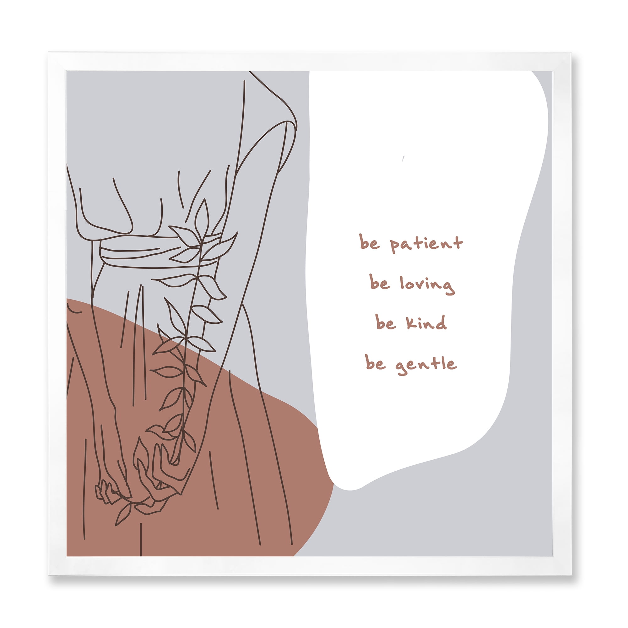 Designart 'Be Patient Be Kind Be Loving Be Patient One Line Leave' Modern Framed Art Print
