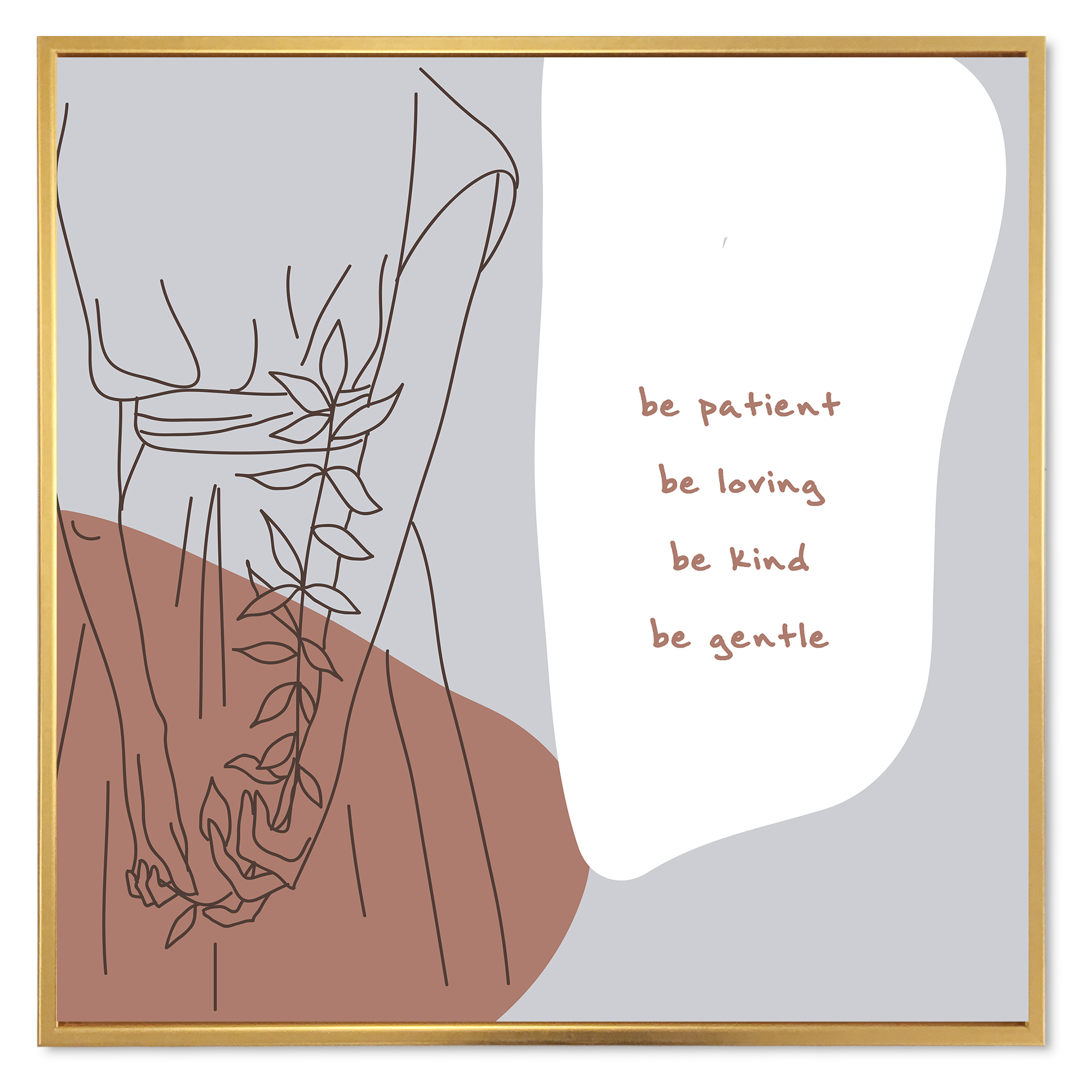 Designart 'Be Patient Be Kind Be Loving Be Patient One Line Leave' Modern Framed Canvas Wall Art Print