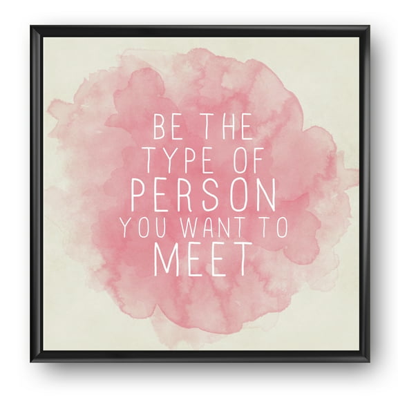 Designart 'Be The Person You Want To Meet on Pink' Traditional Framed Canvas Wall Art Print