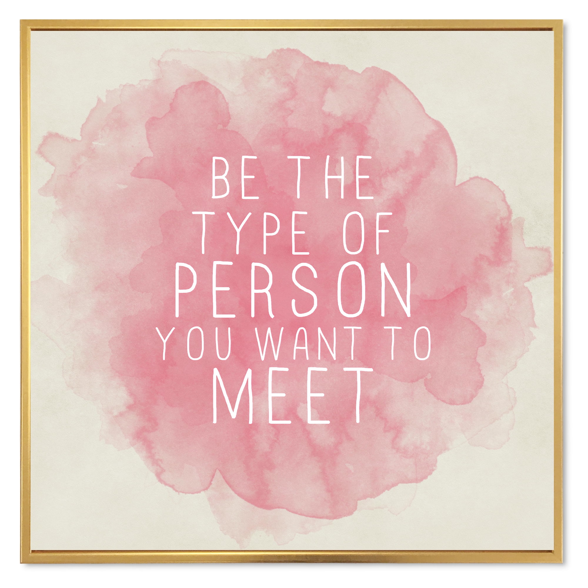 Designart 'Be The Person You Want To Meet on Pink' Traditional Framed Canvas Wall Art Print