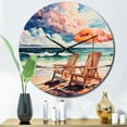 thumbnail image 1 of Designart "Beach Chairs Beautify Scenery I" Nautical & Beach Oversized Wall Clock, 1 of 5