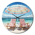 thumbnail image 1 of Designart "Beach Chairs Beautify Scenery II" Nautical & Beach Oversized Wall Clock, 1 of 5