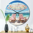 thumbnail image 1 of Designart "Beach Chairs Beautify Scenery II" Nautical & Beach Oversized Wall Clock, 1 of 5