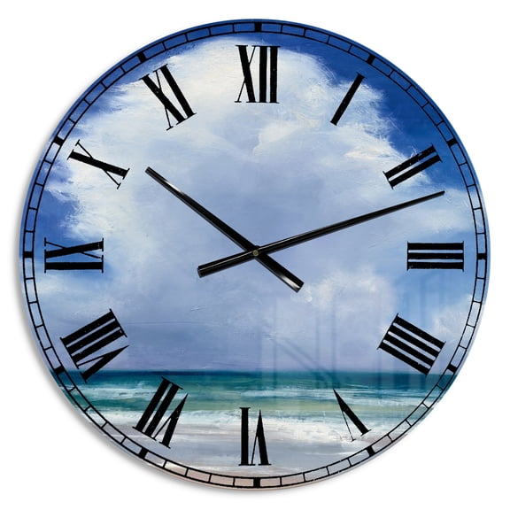 Designart 'Beach Clouds II' Metal Wall Clock