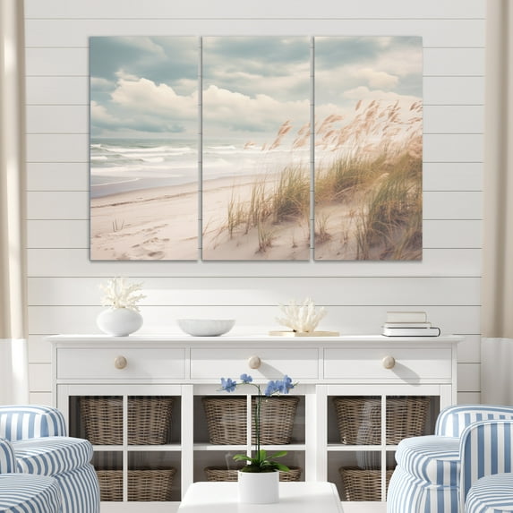 Designart "Beach Grass horizon IV" Nautical & Beach Metal Wall Décor Set