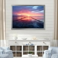 thumbnail image 1 of Designart "Beach Horizon Pier Sunset in Pink and Blue IV" Coastal Framed Wall Art Decor - Coastal Pink Coastal Pier Entryway Framed Wall Art Print, 1 of 6