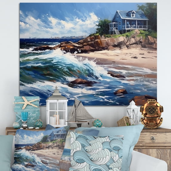 Designart "Beach House Tranquility III" Modern Landscape Beach Canvas Print
