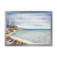 thumbnail image 1 of Designart 'Beach Is Covered With Ice' Nautical & Coastal Framed Art Print, 1 of 4