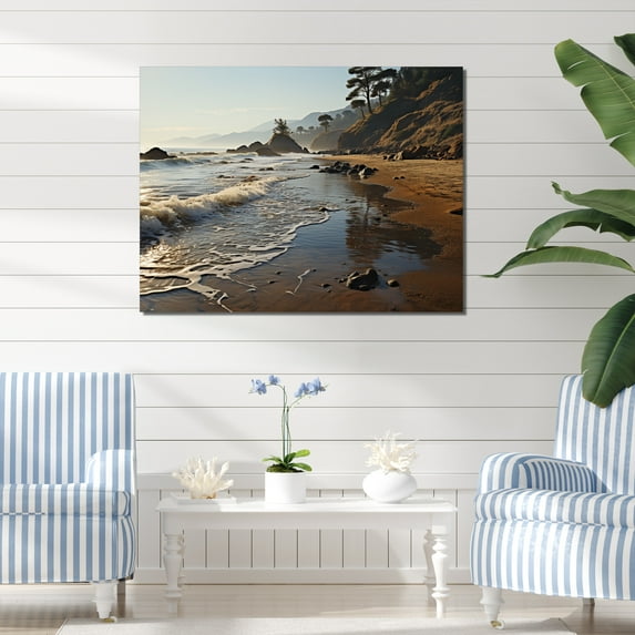 Designart "Beach Photo Calm Tide I" Nautical & Beach Wall Art Living Room