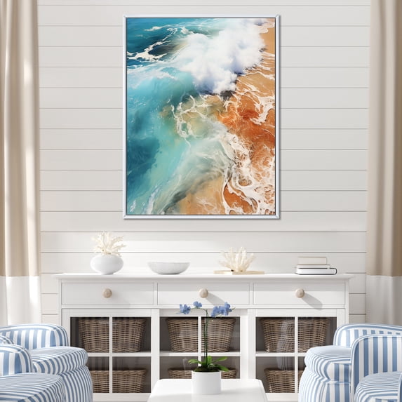 Designart "Beach Photo Calm Tide V" Nautical & Beach Floater Framed Canvas Print