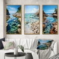 thumbnail image 1 of Designart "Beach Photo Calm Tidepools II" Nautical & Beach Framed Wall Art Set Of 3 - Turquoise Beach Frame Gallery Wall Set For Home Decor, 1 of 7