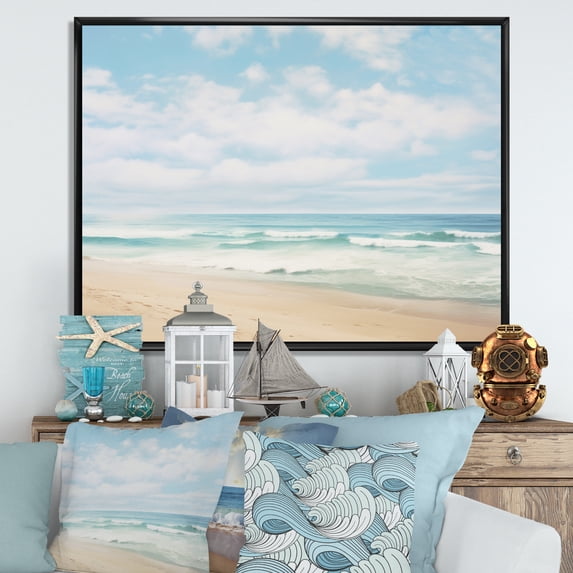 Designart "Beach Photo Coastal Calm III" Nautical & Beach Floater Framed Canvas Print