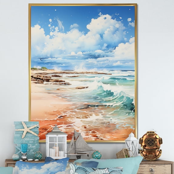 Designart "Beach Photo Coastal Expressions II" Nautical & Beach Floater Framed Wall Decor