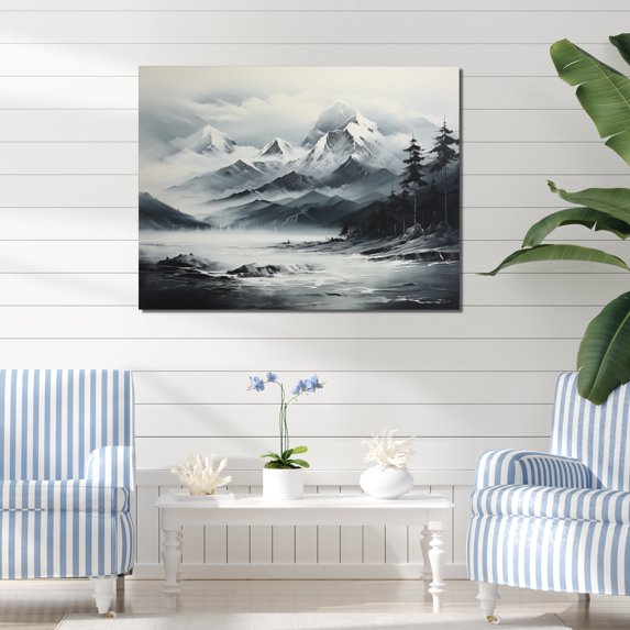 Designart "Beach Photo Mountain I" Landscapes Canvas Wall Art