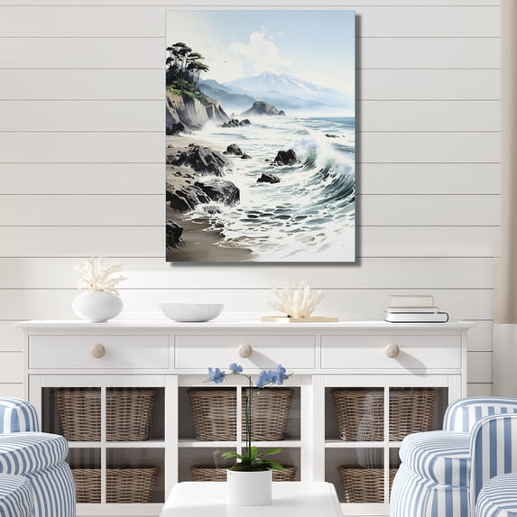 Designart "Beach Photo Mountain II" Nautical & Beach Metal Wall Art Prints