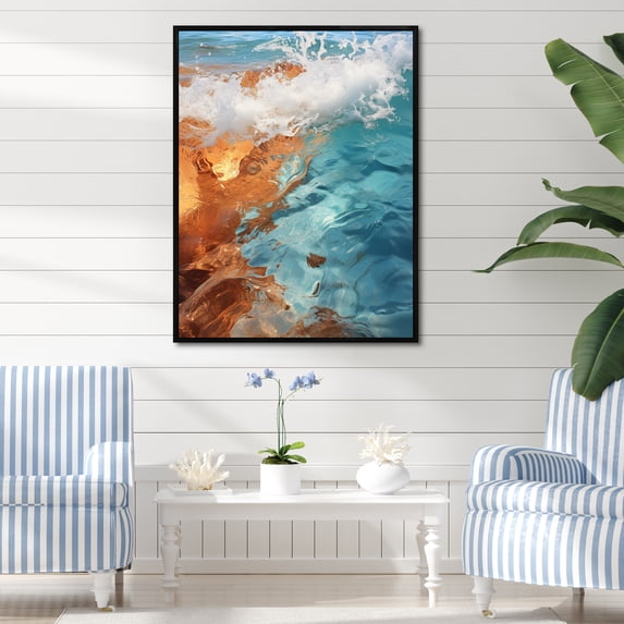 Designart "Beach Photo Oceanic flow IV" Nautical & Beach Floater Framed Wall Art Print