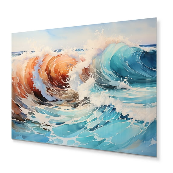 Designart "Beach Photo Oceanic flow VII" Nautical & Beach Metal Art Print
