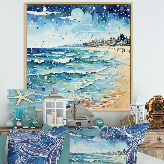 Designart "Beach Photo Sandy Charm IV" Nautical & Beach Floater Framed Canvas Art Print