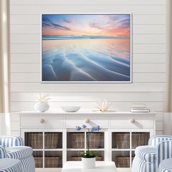 Designart "Beach Photo Seaside Simplicity I" Nautical & Beach Floater Framed Wall Art Print