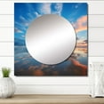 thumbnail image 1 of Designart "Beach Photo Seaside Simplicity II" Landscape & Nature Blue Large Square Mirror - Square Bedroom Mirror Printed Wall Decor - Coastal Square Printed Wall Mirror Art, 1 of 5