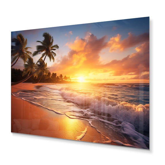 Designart "Beach Photo Sunset Charm XV" Nautical & Beach Metal Wall Decor
