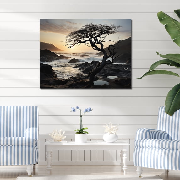 Designart "Beach Photo Tree euphony" Coastal Beach Canvas Print