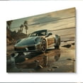 thumbnail image 1 of Designart "Beach Phtotography German Car art painting II" Nautical & Beach Print on Natural Pine Wood, 1 of 5
