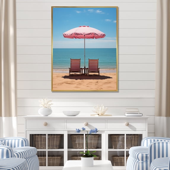 Designart "Beach Reverie in a Photo III" Nautical & Beach Floater Framed Wall Art Living Room
