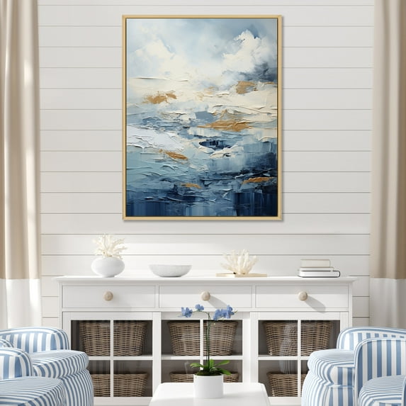 Designart "Beach Scandinavian silence III" Abstract Floater Framed Canvas Print