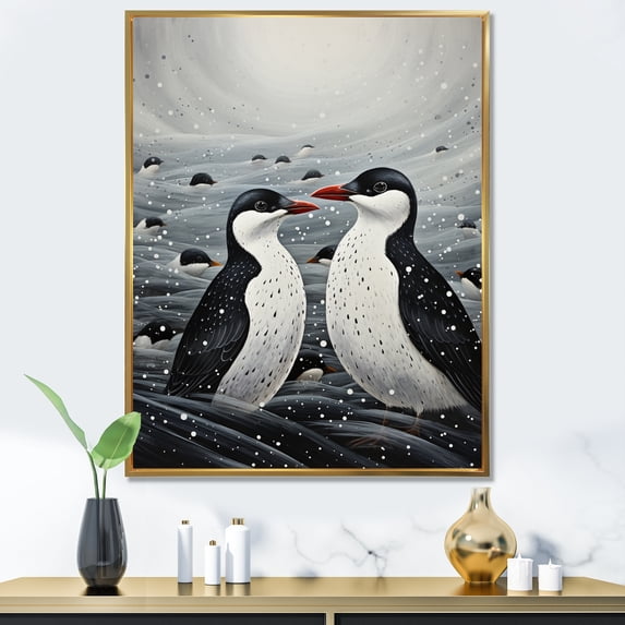 Designart "Beach Seagulls Haven Painting I" Nautical & Beach Floater Framed Wall Art Print