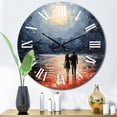 thumbnail image 1 of Designart "Beach Seaside Romance painting" Beach Oversized Wall Clock, 1 of 5