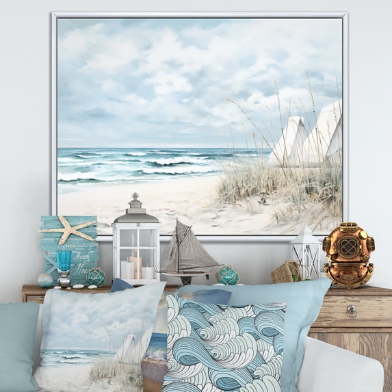 Designart "Beach Simplicity Landscape II" Nautical & Beach Floater Framed Wall Decor