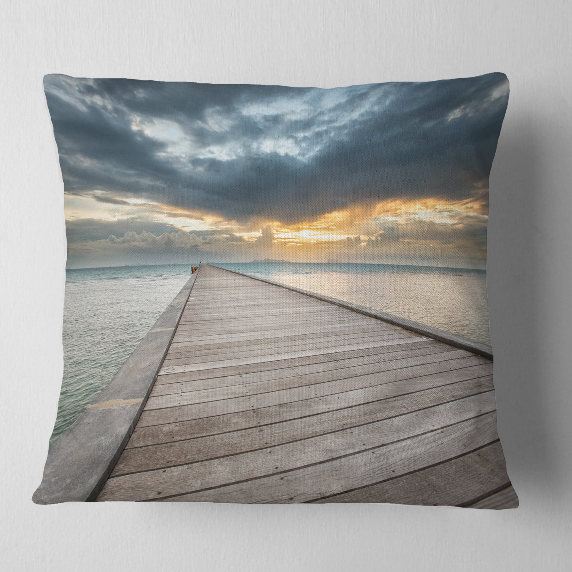 Designart Beach Sunset in Koh Samui Thailand - Sea Bridge Throw Pillow - 18x18